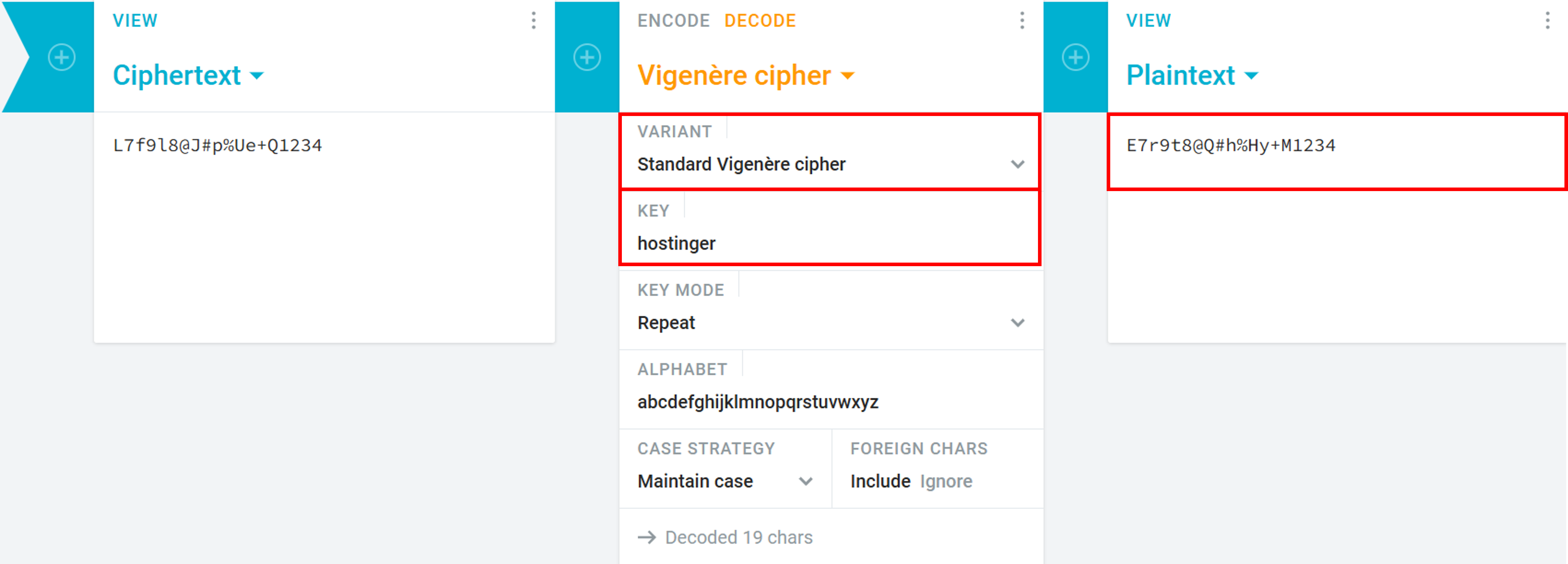 standard vigenere cipher