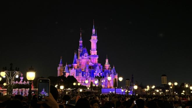 Disney castle at night
